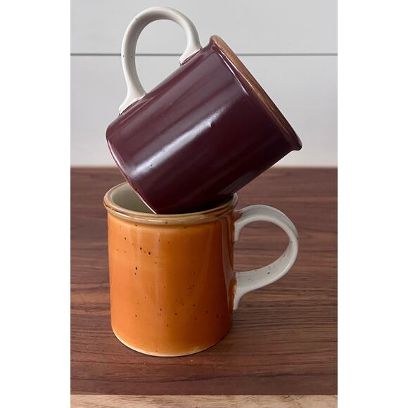 Vintage Ji Stonecrest Mug Set - Margaret F2 Gale F4 Orange Brown Cup Coffee Tea - Picture 1 of 13